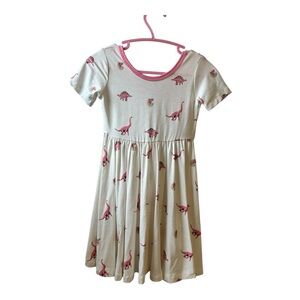 Kyte BABY Pink and Cream Casual Flutter Sleeve Dress